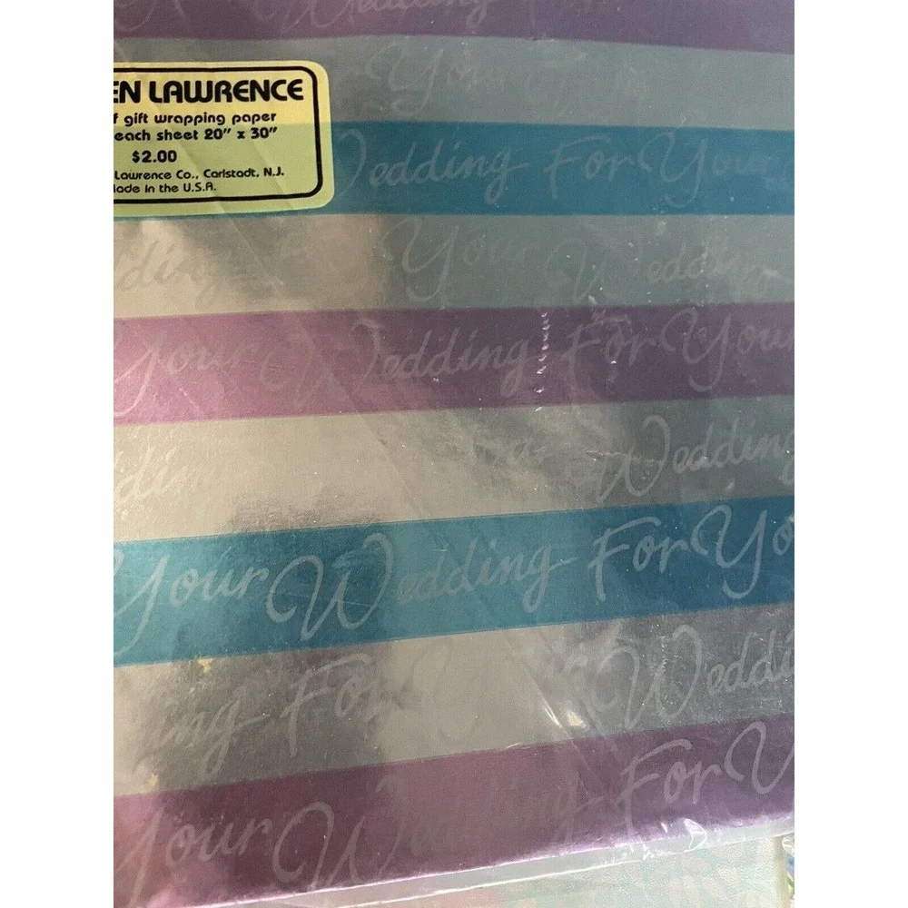 Vintage 80s Bridal Wedding Bridal Shower Gift Wrap Assortment‎ 10 Sheets